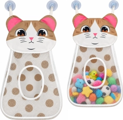 Hanging mesh bath toy organizer, cat, beige, 50 cm