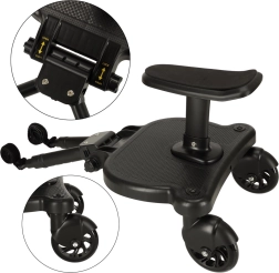 Universalus papildomas vežimėlio pakojis su sėdyne – juodas