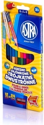 Trikampiai dvipusiai spalvoti pieštukai ASTRA, 24 spalvos, 12 vnt.
