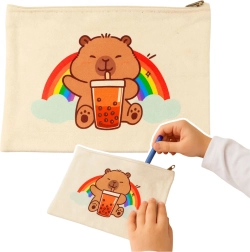Zippered capybara cosmetic pouch – practical bag for makeup and accessories