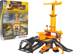Construction Parking Garage with Crane and Vehicles
