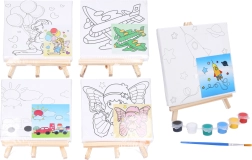 Vaikiškas tapymo ant drobės rinkinys 15 × 15 cm su molbertu, dažais ir teptuku
