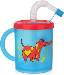 Vaikiškas puodelis su šiaudeliu „šuo“ 260 ml