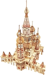 Woodcraft medinis 3D galvosūkis Šv. Vasilijaus Palaimintojo katedra – natūralus