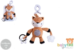 Pliušinis pakabinamas stirniukas su barškučiu, 30 cm, vežimėliui ir lovytei