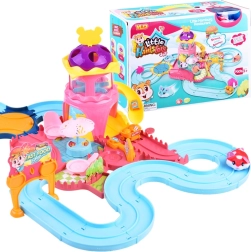 Interaktyvus žaidimų rinkinys su žiurkėnu – linksma trasa su greito maisto parku