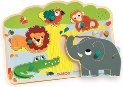 Dėlionė su įdėklais Džiunglių gyvūnai su garsais Djeco