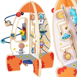 Didelė medinė daugiafunkcė edukacinė žaislinė raketa „Tooky Toy“