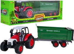 Metal tractor with detachable trailer and pull-back drive