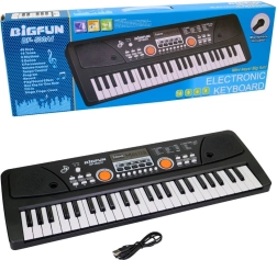 Vaikiškas elektroninis pianinas 49 klavišų su mikrofonu, USB
