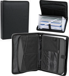 Black A4 Document Organizer Briefcase with Zipper