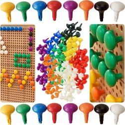 Masterkidz spalvoti Jumbo kaištukai STEM lentoms 128 vnt. – 8 spalvos