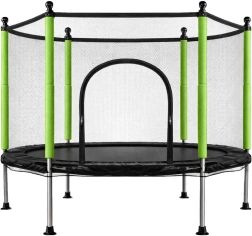 Children's Trampoline with Safety Net and Balls, 140 cm, Green