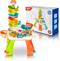 Interaktyvus staliukas su čiuožykla vaikams su šviesomis ir garsais