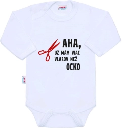 Baby long-sleeve bodysuit NEW BABY – more hair than daddy, size 86 (12–18 months)