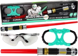 Kosminis rinkinys: šviesos kardas su turkio šviesa ir apsauginiai akiniai su garsu