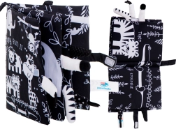 Minkšta kontrastinė jutiminė knygelė su safari gyvūnų uodegytėmis