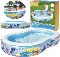 Pripučiamas šeimos baseinas su vandenyno motyvu BESTWAY Fish 'n Friends 262 × 157 × 46 cm
