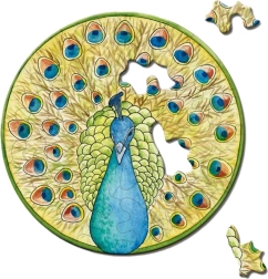 Round mini puzzle CURIOSI Picoli – peacock, 33 pieces