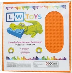 L-W Toys didelė konstravimo pagrindo plokštė 50 × 50 taškų oranžinė