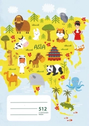 Mokyklinis sąsiuvinis A5 su pagalbinėmis linijomis pirmokams, 10 lapų