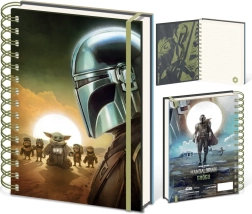 Užrašų knygelė A5 su STAR WARS: THE MANDALORIAN motyvu – Mandalorianas ir Grogu Sunset
