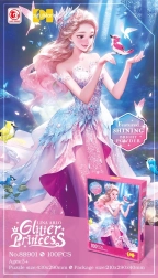 100 dalių dėlionė Rožinė princesė su blizgučiais