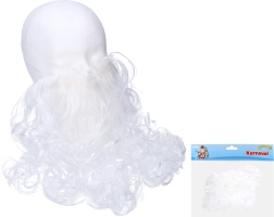 Balta dirbtinė barzda Mikalojaus, burtininko ar senelio kostiumui