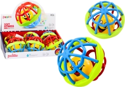 Sensorinis kamuoliukas su barškučiu, elastingas ir spalvingas