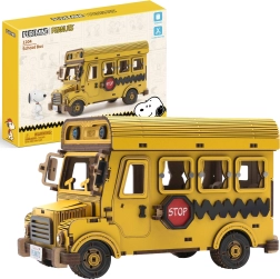 Puremind medinis 3D mokyklinio autobuso modelis PEANUTS Snoopy – konstruktorius