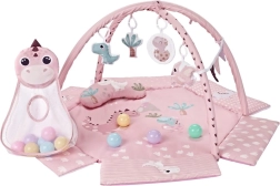 Vaikiškas žaidimų kilimėlis TinyMini Dino Pink su lankais ir kamuoliukais