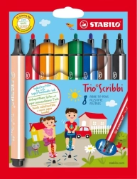 Flomasterių rinkinys STABILO Trio Scribbi, 8 vnt.
