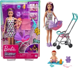 Barbie Skipper auklė – vežimėlis su kūdikiu ir priedais