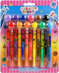Kvapnūs geliniai rašikliai „Fruity Squad“ su bumbulu – 12 vnt.