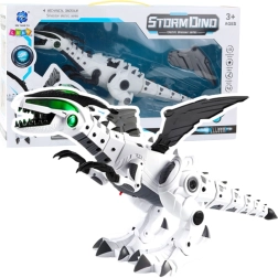 Robotinis dinozauras su judančiais sparnais, šviesomis ir garsais – baltas