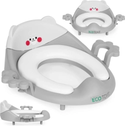 Vaikiškas WC dangtis su rankenomis ir minkštu paminkštinimu, pilkas, ECOTOYS