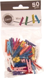 Spalvoti mediniai mini segtukai 2,5 cm (50 vnt.)