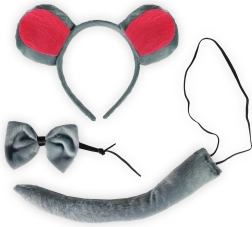 Pelės kostiumo rinkinys su uodega ir varlyte