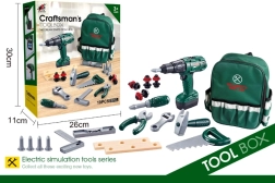 Mažo meistro kuprinė su įrankiais ir grąžtu