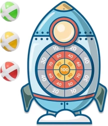 Woopie įgūdžių žaidimas – velkro strėlytės į raketos formos taikinį