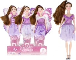 Lėlė violetine suknele, 29 cm