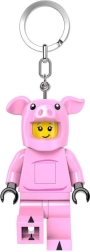 LEGO minifigūrėlės raktų pakabukas paršiukas su žibintuvėliu