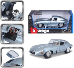 Metalo automobilio modelis 1:18 BBURAGO JAGUAR E‑Type Coupé sidabrinė‑mėlyna