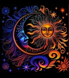 Deimantinis tapymas Saulė ir Mėnulis 30x40 cm