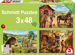 Dėlionė SCHMIDT Mano mėgstami arkliai 3×48 dalių