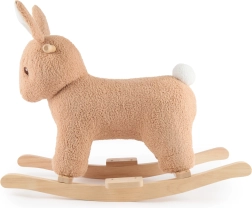 Bieco supamasis triušiukas Fine iš buklė audinio ant medinių slidžių