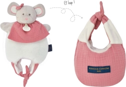 Doudou pelė 3 viename krepšelyje kūdikiams, 30 cm