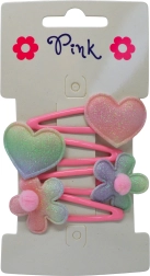 Girls’ Hair Clips – Flower and Heart, Set of 4