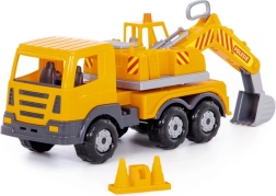Plastikinis ekskavatorius Auto Prestíž 43 cm – pasukama strėlė ir mechaninis kaušas