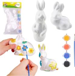 Styrofoam Decoration Painting Set 4 Bunnies with Paints and Brush
